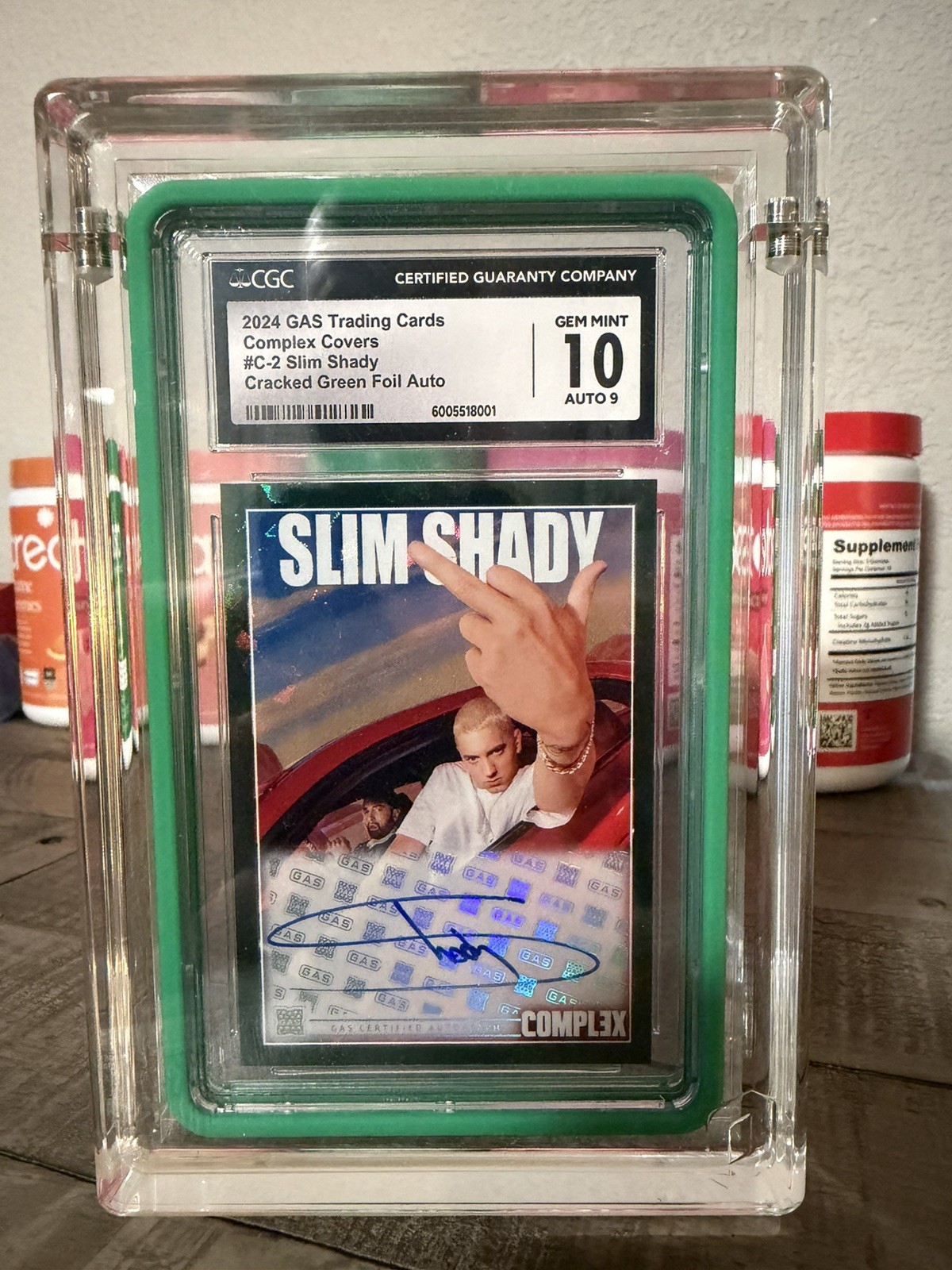 2024 GAS Complex Covers Slim Shady #C-2 Cracked Green Foil Auto CGC 10