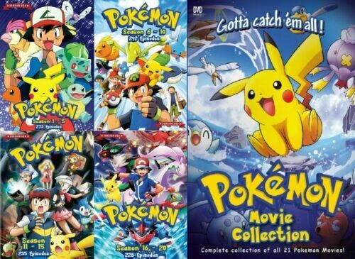 Pokemon Series (Season 1-20 + 21 Movies) 5 Boxset DVD USA English Version