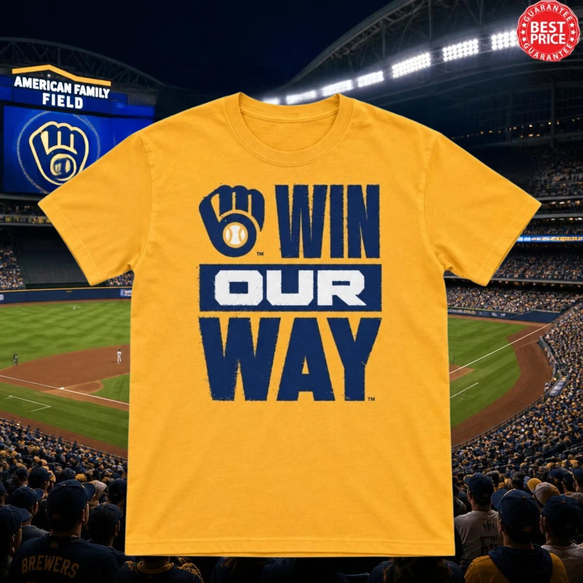 HOT# Milwaukee Baseball Win Our Way Gold T-Shirt Fan Inspired Game Day Tee