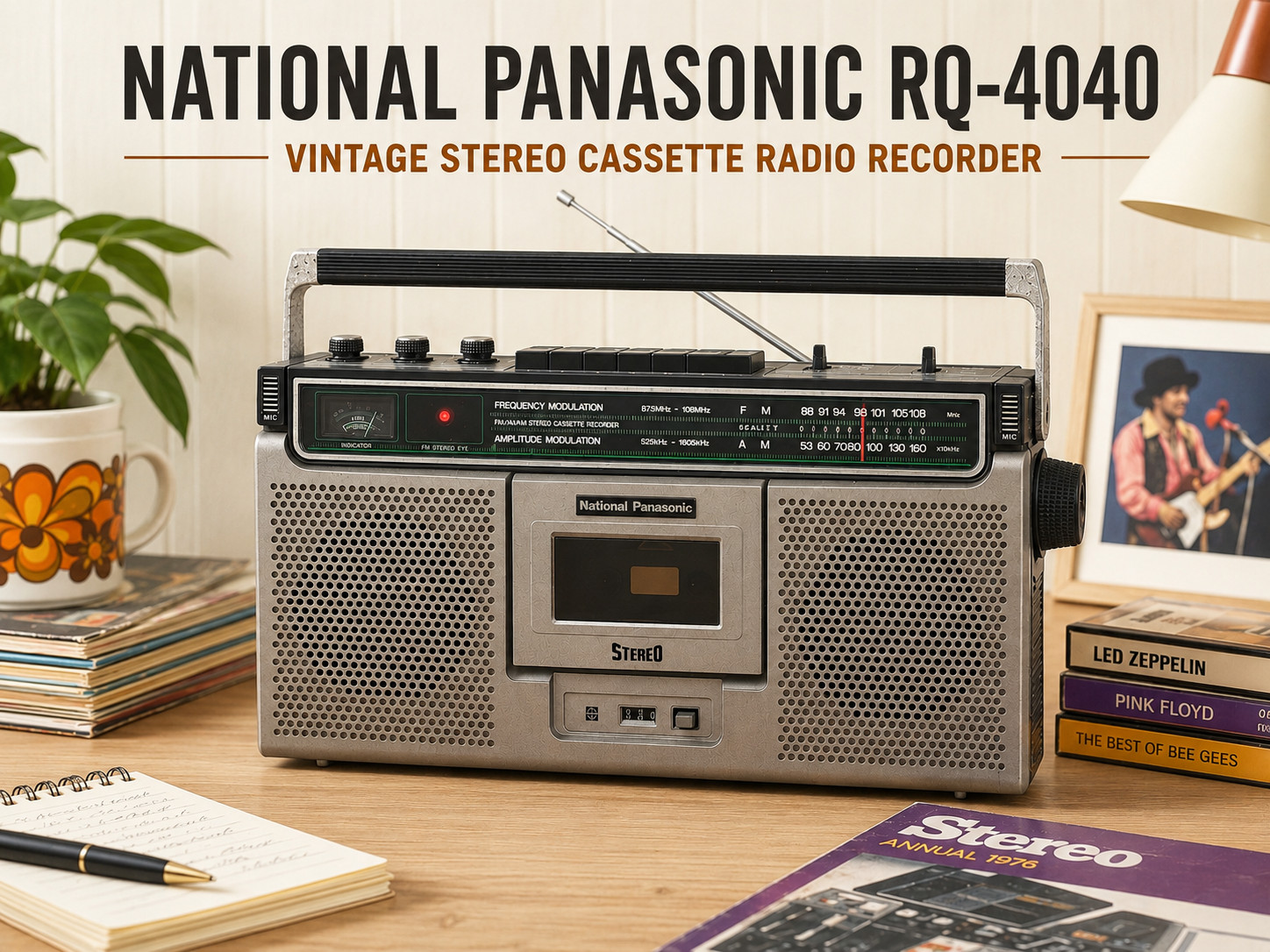 NATIONAL PANASONIC RQ-4040 🌈RaRe🌈 Vintage Stereo Cassette Radio Recorder