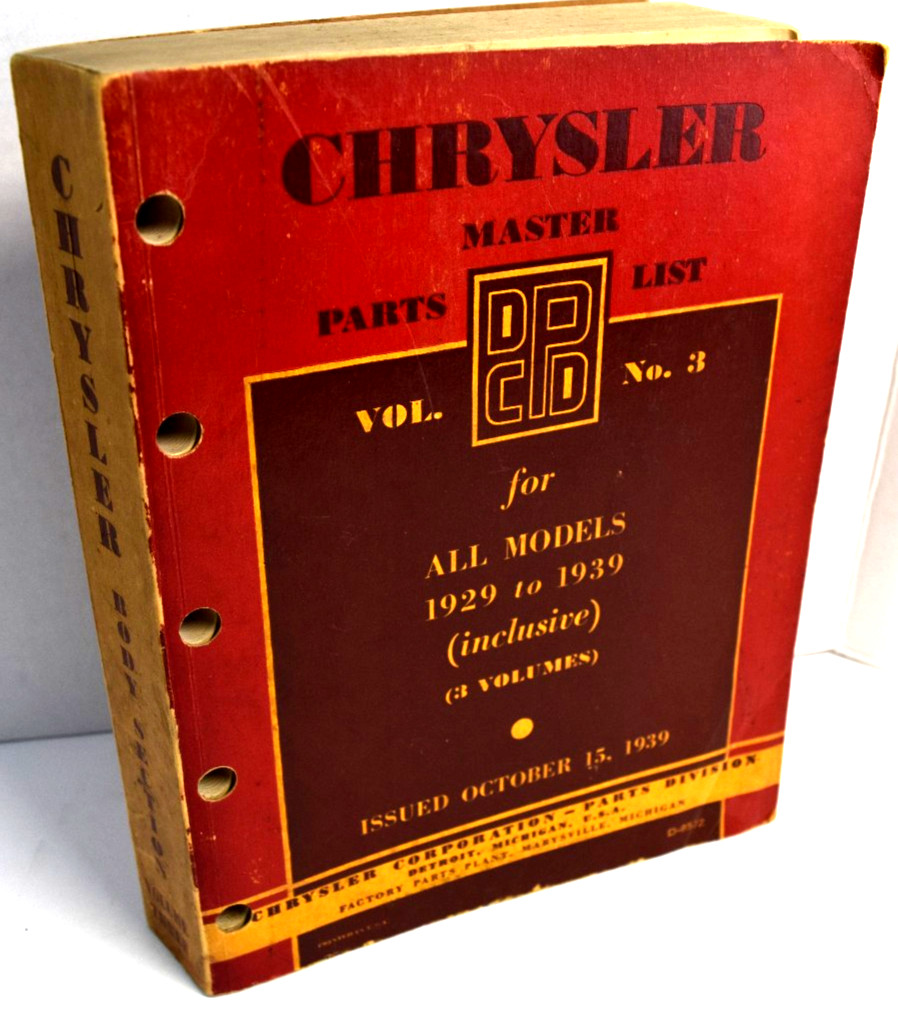 1929 1939 Chrysler Manual Master Parts List Book All Models Original Mopar Vol 3 1929 1939 Chrysler Manual Master Parts List Book All Models Original Mopar Vol 3
