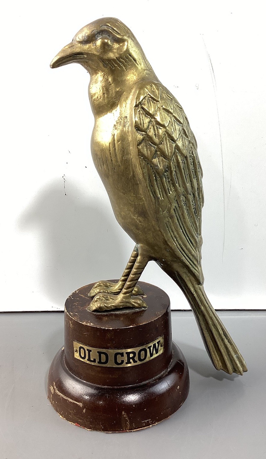 Vintage Old Crow Sour Mash Whiskey Solid Cast Brass Statue, Rare Vintage Old Crow Sour Mash Whiskey Solid Cast Brass Statue, Rare