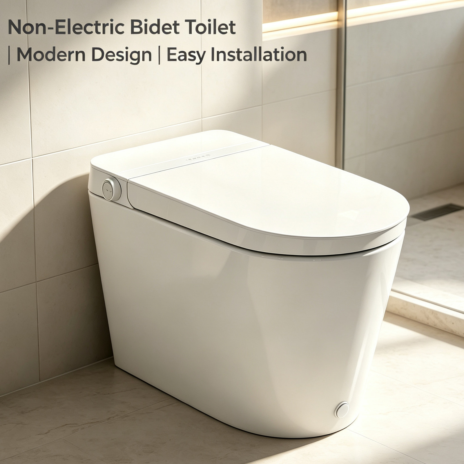 HOROW Non-Electric Bidet Toilet Tankless One-Piece Toilet Battery Auto Flush HOROW Non-Electric Bidet Toilet Tankless One-Piece Toilet Battery Auto Flush
