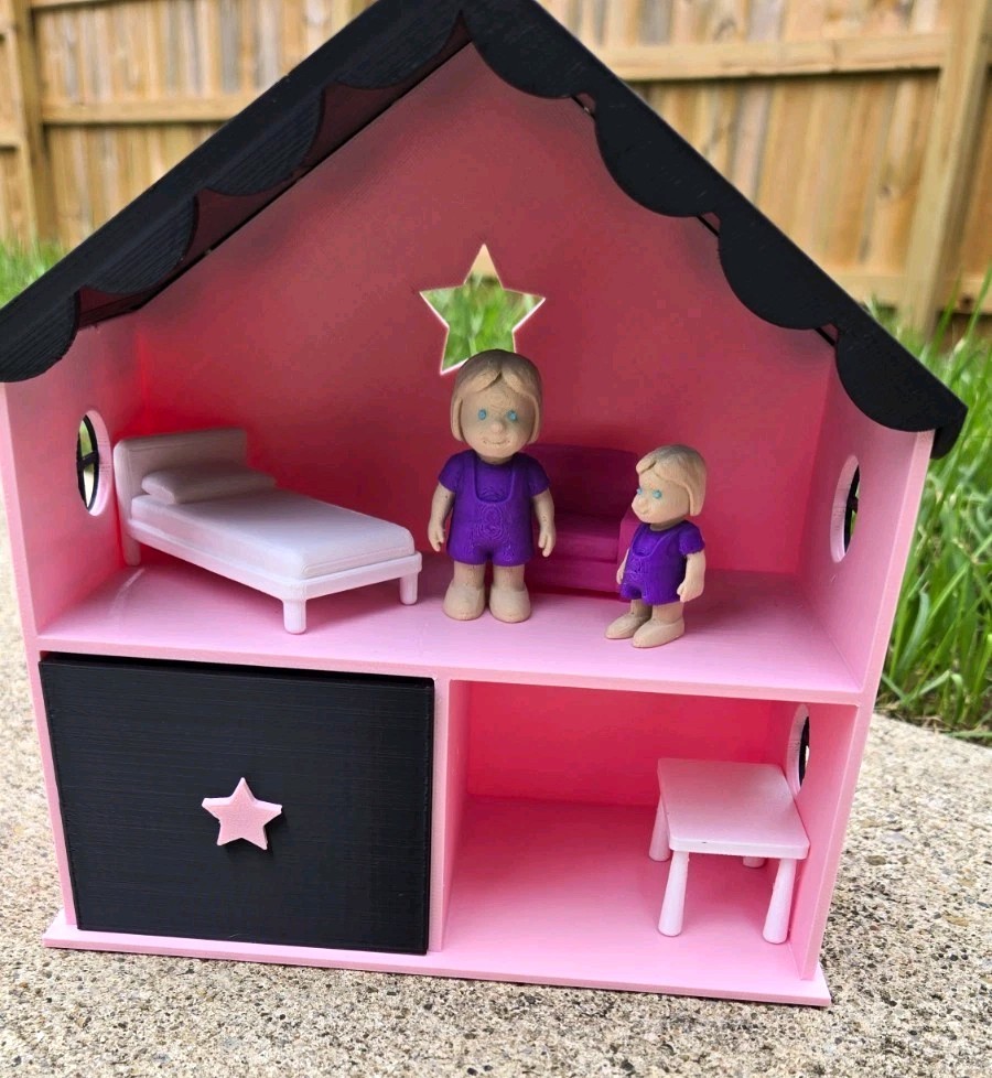 Dollhouse 2-Story 3-Room 1:16 w/ Drawer Furniture Dolls