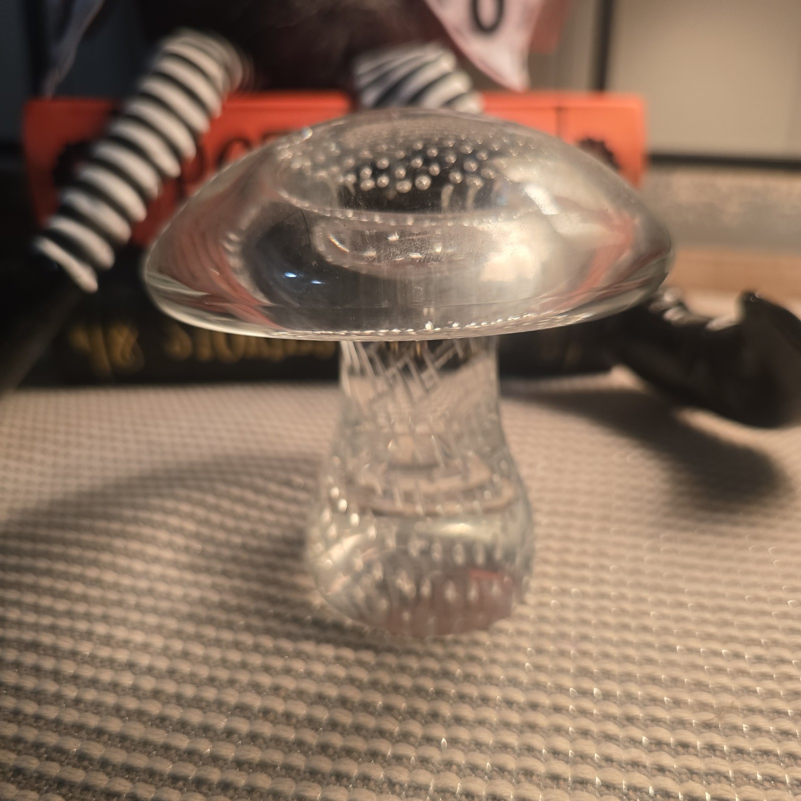 Viking Glass Crystal Mushroom Vintage MCM Paperweight 4\