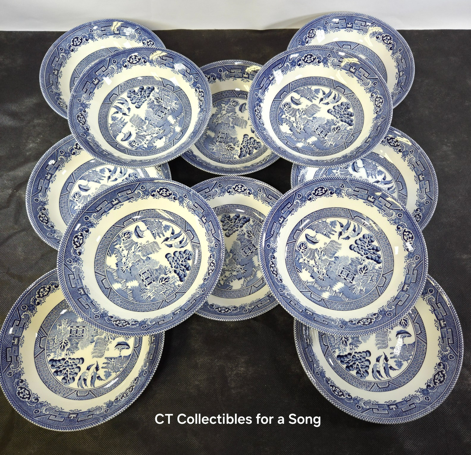 NEW Set of 12 Queen's by Churchill Blue Willow Pasta Bowls 9