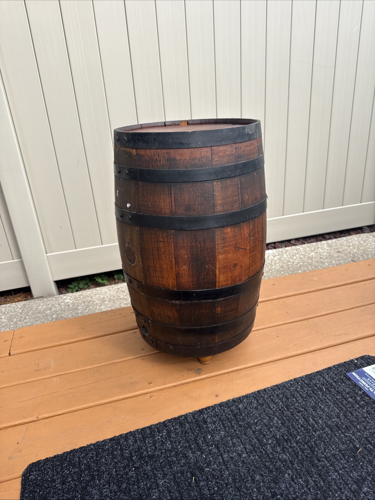 Vintage Wooden Wine Whiskey Keg Handmade Stave Primitive Barrel Cask Side Table Vintage Wooden Wine Whiskey Keg Handmade Stave Primitive Barrel Cask Side Table