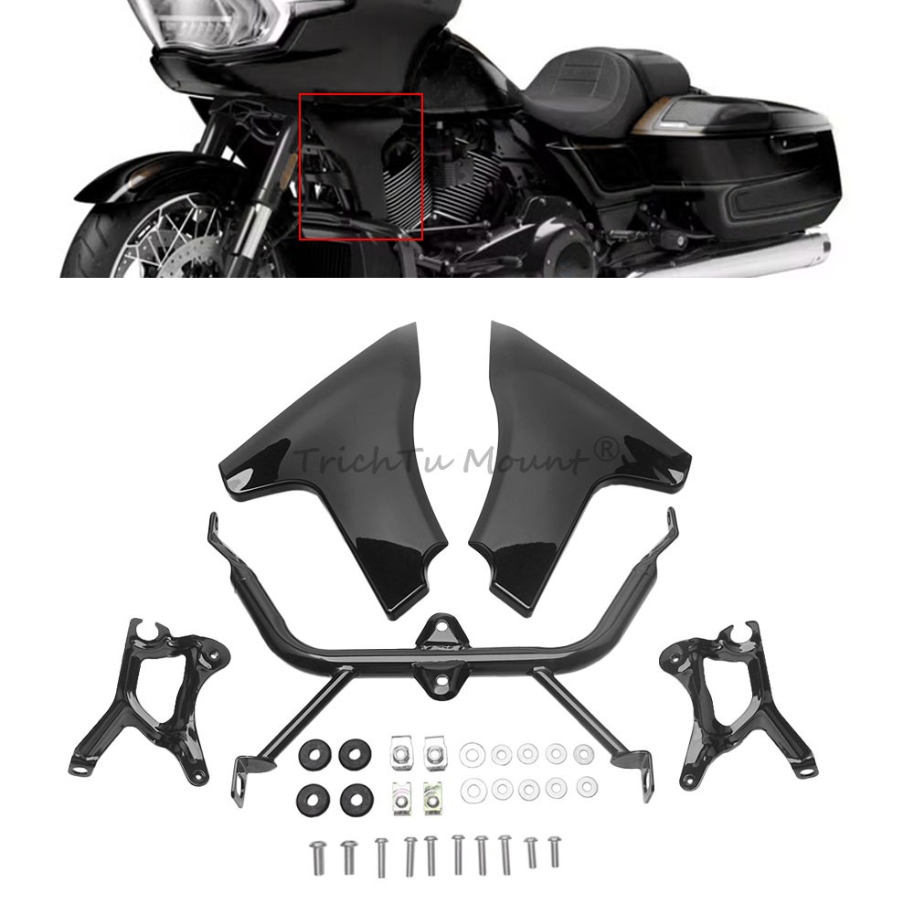 Glossy Black Side Panel Brackets Support For Harley Road Glide FLTRXSE 23-24 UD