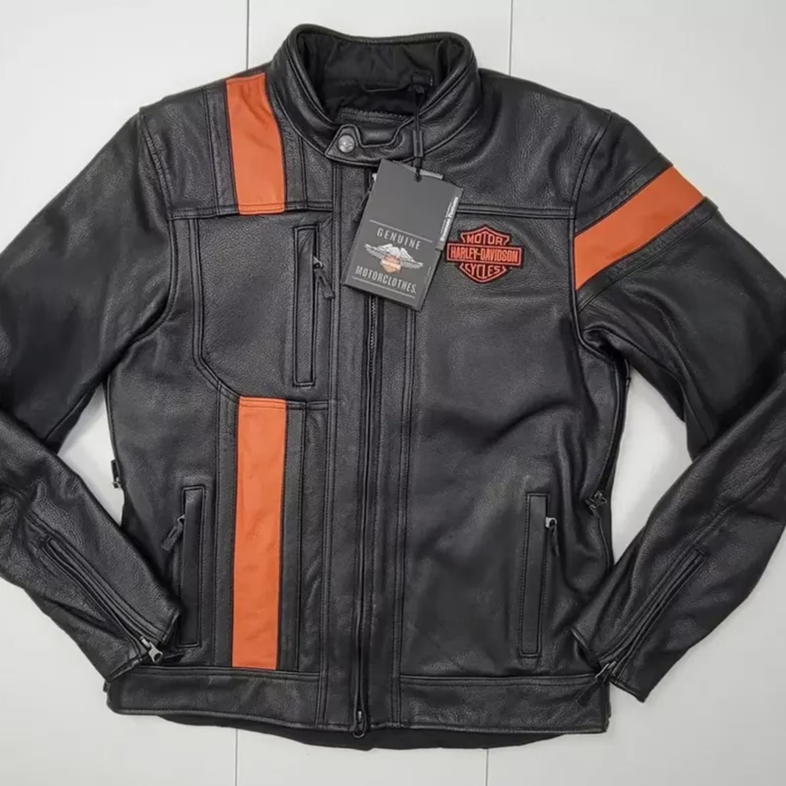 Harley-Davidson Men's Black Hwy-100 Design Biker Jacket Genuine Cowhide