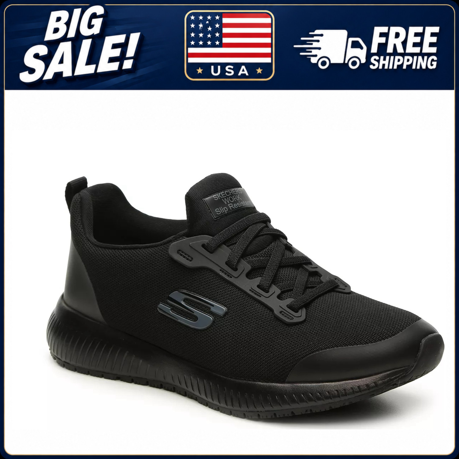 NEW Skechers Women's Work Squad Waterproof Slip-Resistant Medium Width Sneakers