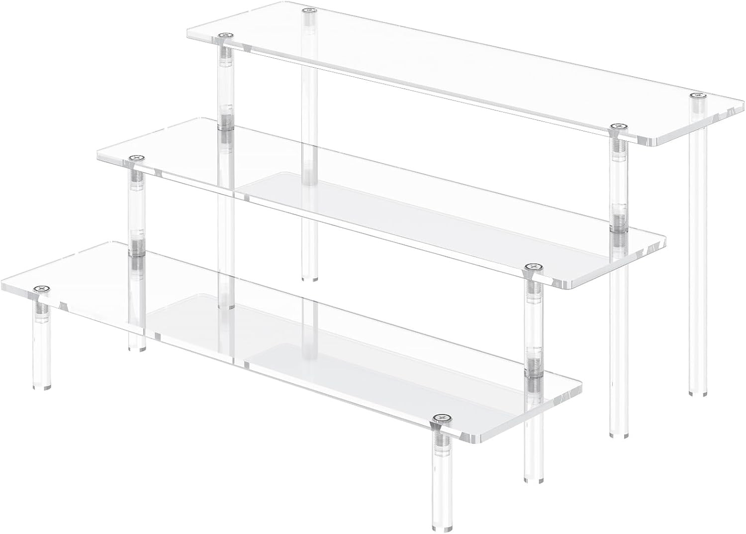 3 Tier Acrylic Display Risers, Large Perfume Organizer Stand, Clear 3 Tier Acrylic Display Risers, Large Perfume Organizer Stand, Clear