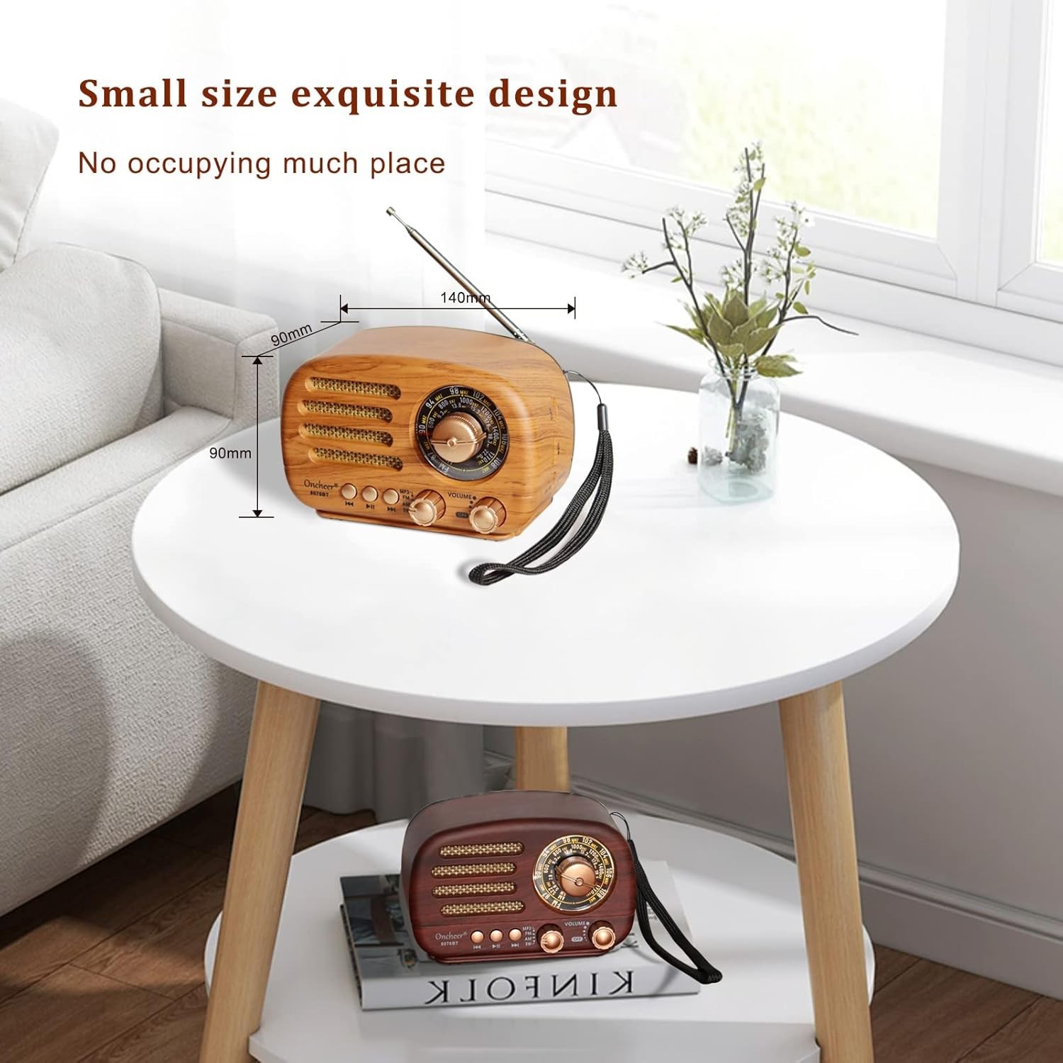 Oncheer Portable Vintage Retro Bluetooth Speaker Radio with FM/AM/SW Bands, A...