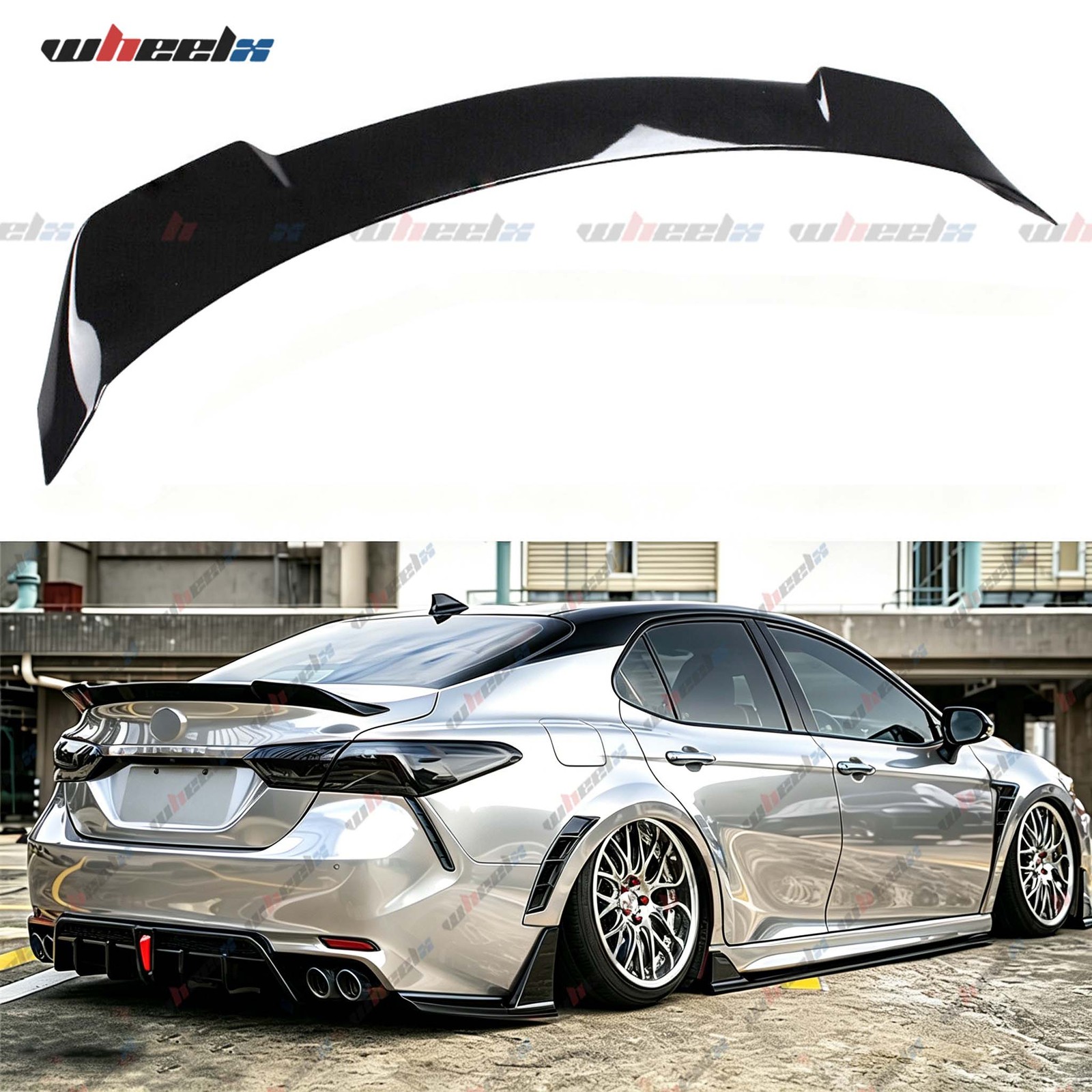 FOR 2018-24 TOYOTA CAMRY YOFER V2 GLOSSY BLACK TRUNK DUCKBILL HIGH KICK SPOILER