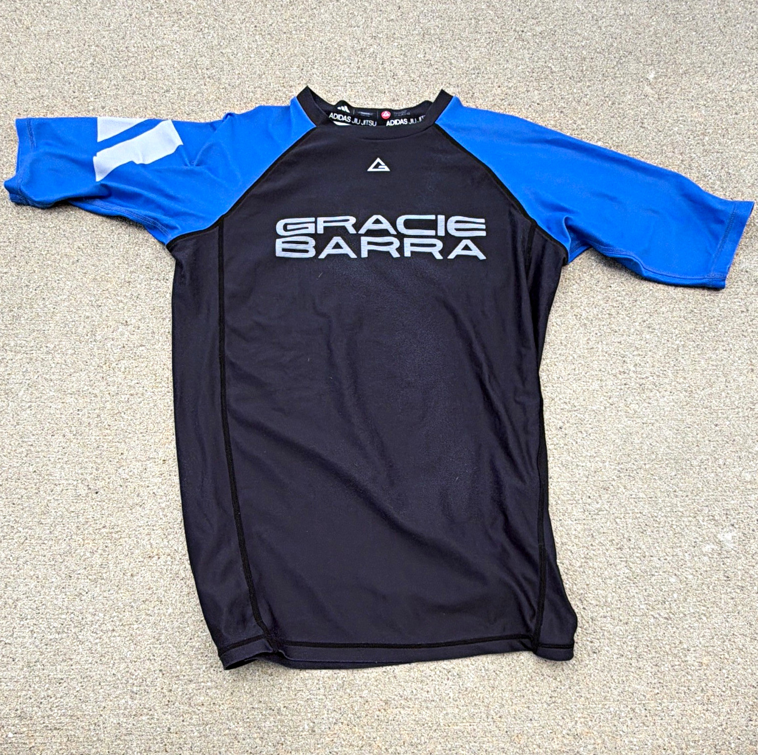 adidas Gracie Barra Jiu-Jitsu Short Sleeve Rash Guard Shirt M Ranked Blue