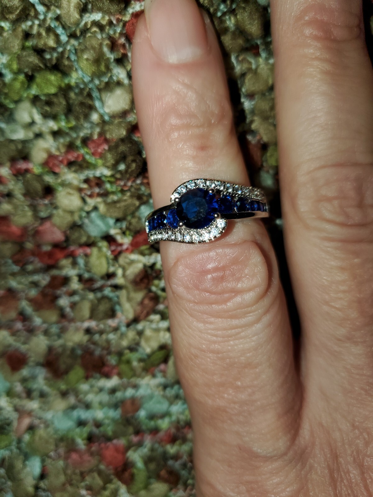 BOGO NWT. SIZE 8. Sapphire Silver And Diamonique Ring