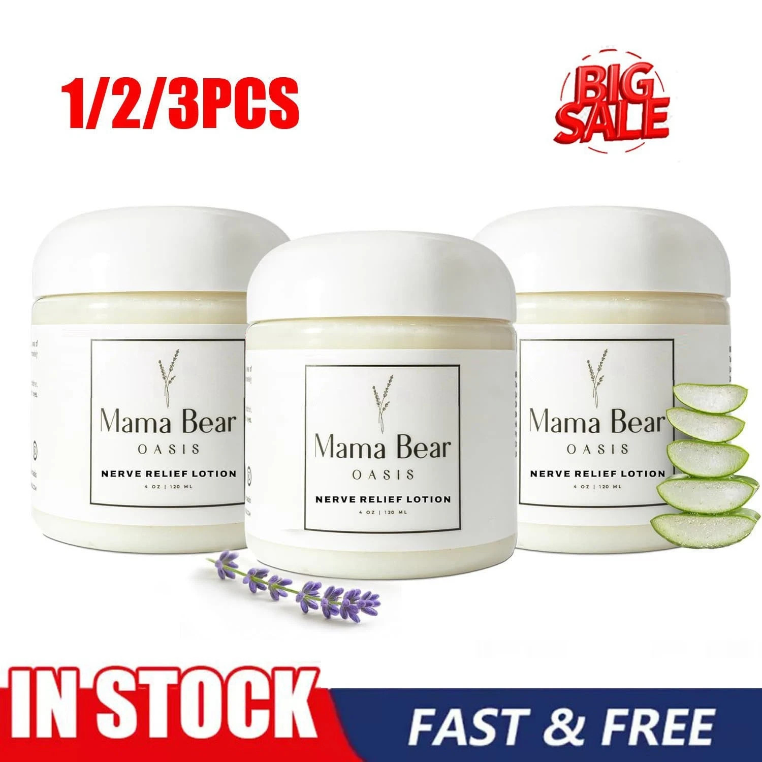 1/3X Mama Bear Oasis Nerve Relief Lotion for Foot, Leg, Magnesium Chloride 4oz