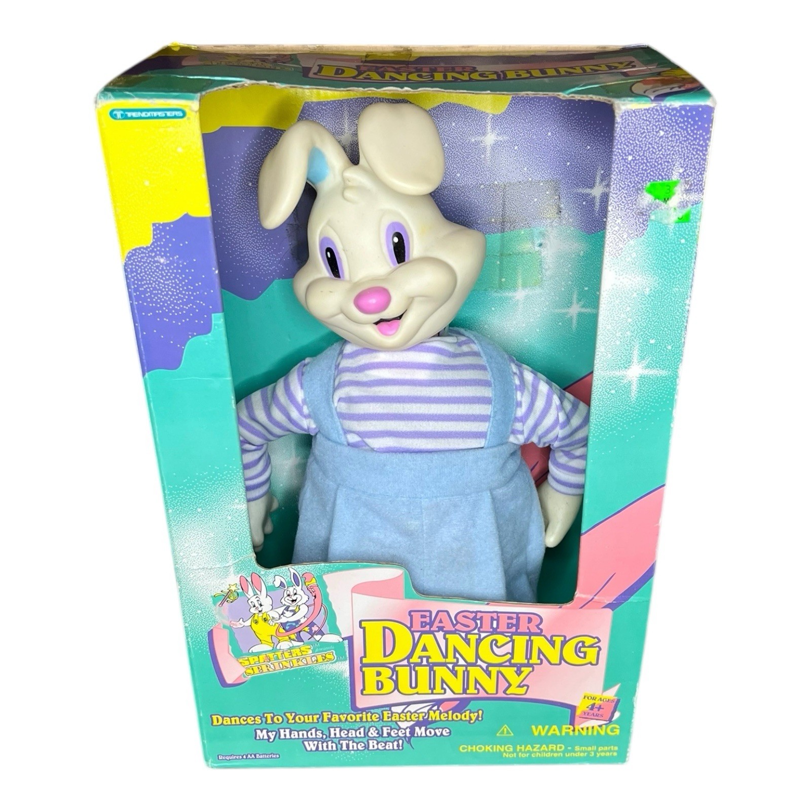 VTG 1995 Trendmasters Easter Dancing Bunny Rubber Face - Spatters Sprinkles NOB VTG 1995 Trendmasters Easter Dancing Bunny Rubber Face - Spatters Sprinkles NOB