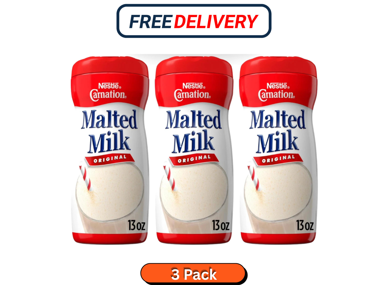Nestle Carnation Original Malted Milk Powder Mix 13 Oz Bottle Delicious (Pack 3) Nestle Carnation Original Malted Milk Powder Mix 13 Oz Bottle Delicious (Pack 3)