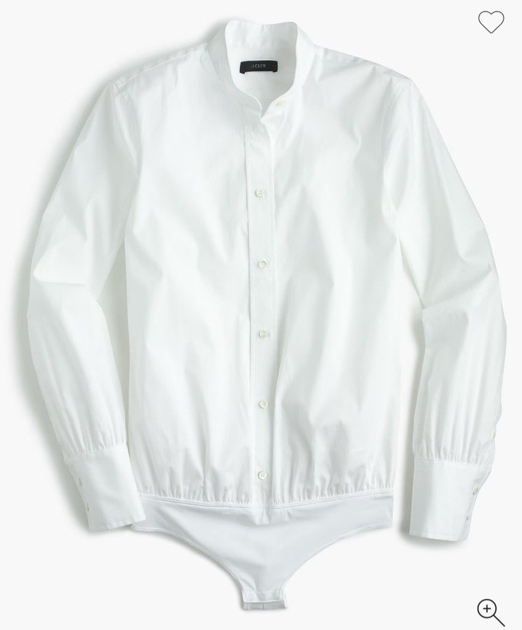 Women’s J crew Perfect Stretch Bodysuit Button Down White Size 14 Women Snap
