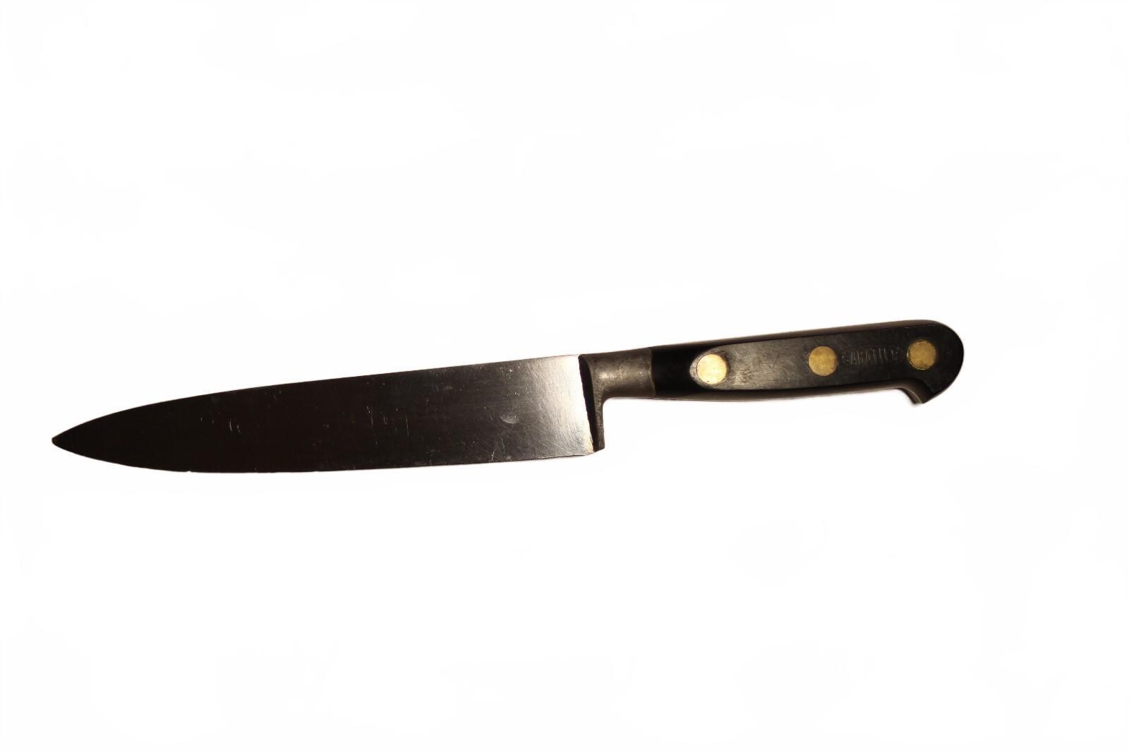 SABATIER Carbon Steel Chef Knife Vintage French Forged Full Tang Brass Rivet*VTG SABATIER Carbon Steel Chef Knife Vintage French Forged Full Tang Brass Rivet*VTG