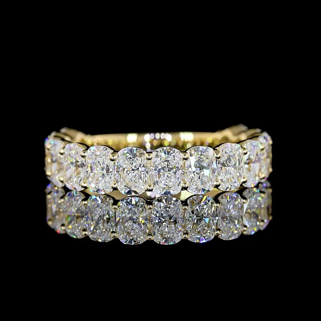 3.00Ct Cushion Cut Natural Diamond  Eternity Wedding Band Stud  14K White Gold