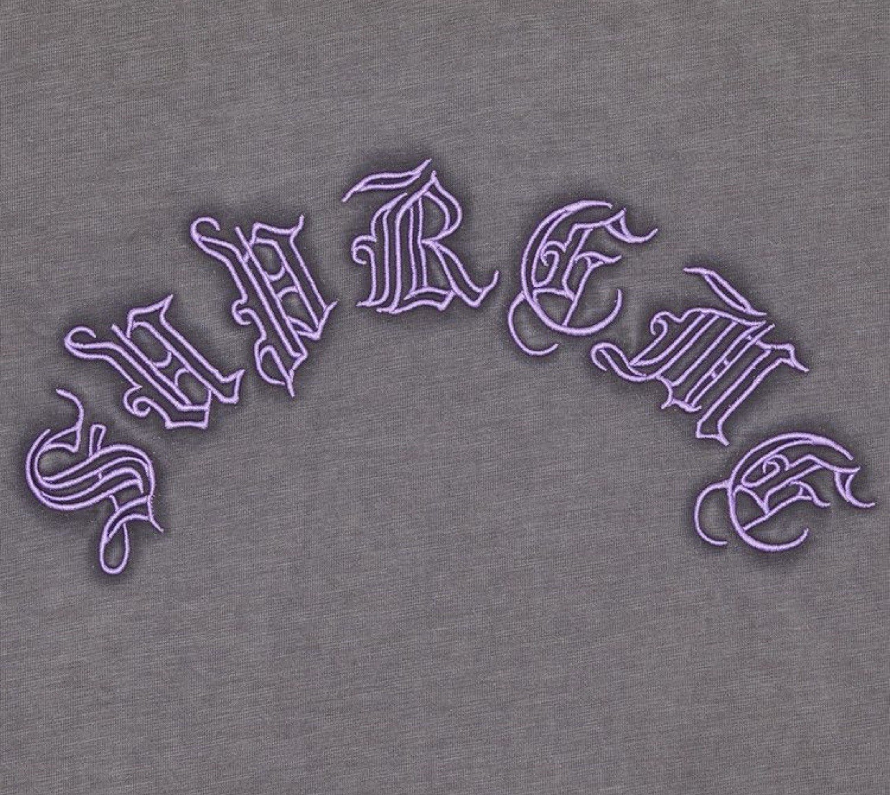 Supreme Old English Short-Sleeve Cotton T-Shirt Dark Grey XL Embroidered
