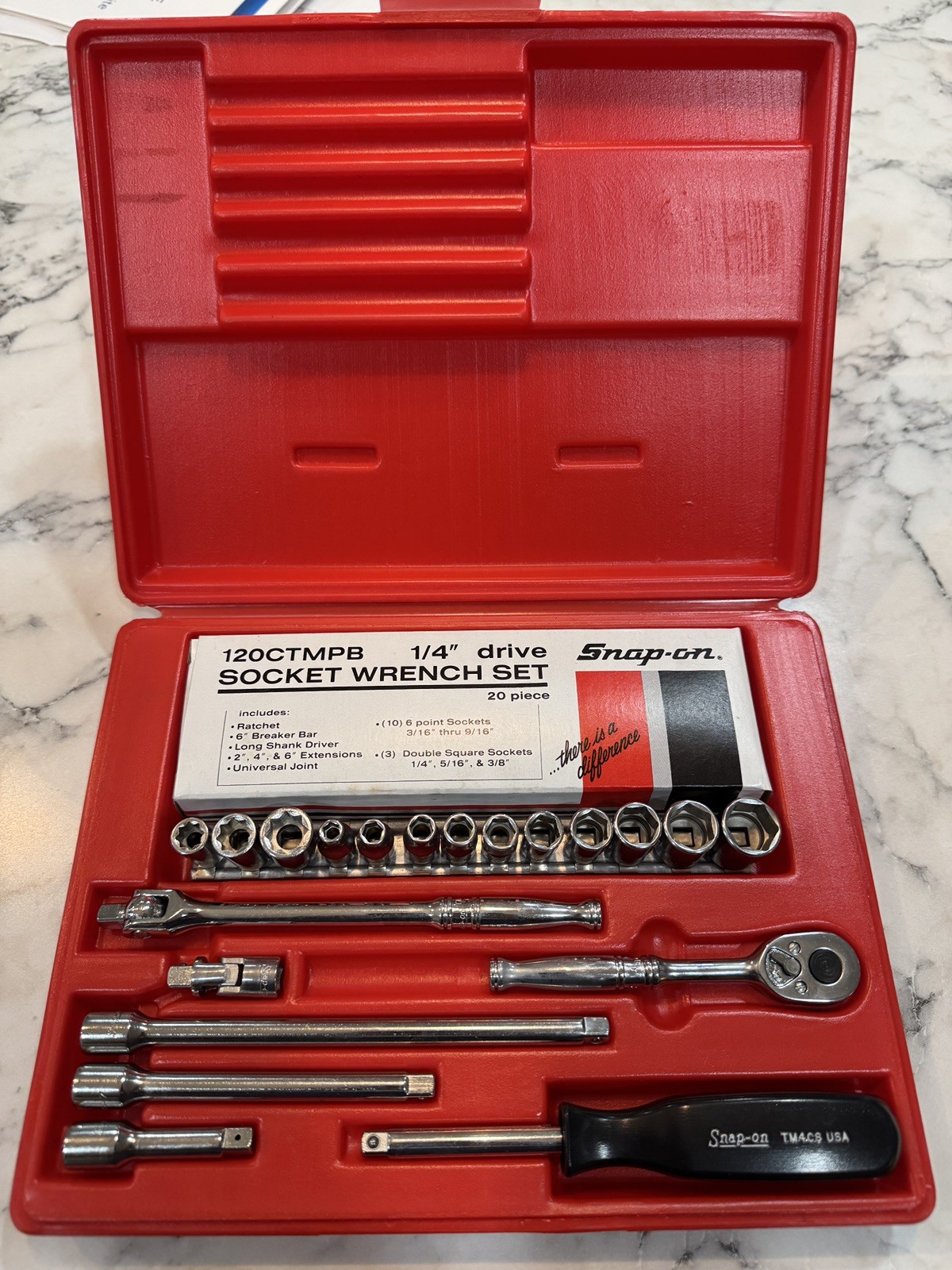 NOS Snap-On 120CTMPB 1/4 Drive 6-Point General Service Socket-Set PB24 Case NOS Snap-On 120CTMPB 1/4 Drive 6-Point General Service Socket-Set PB24 Case