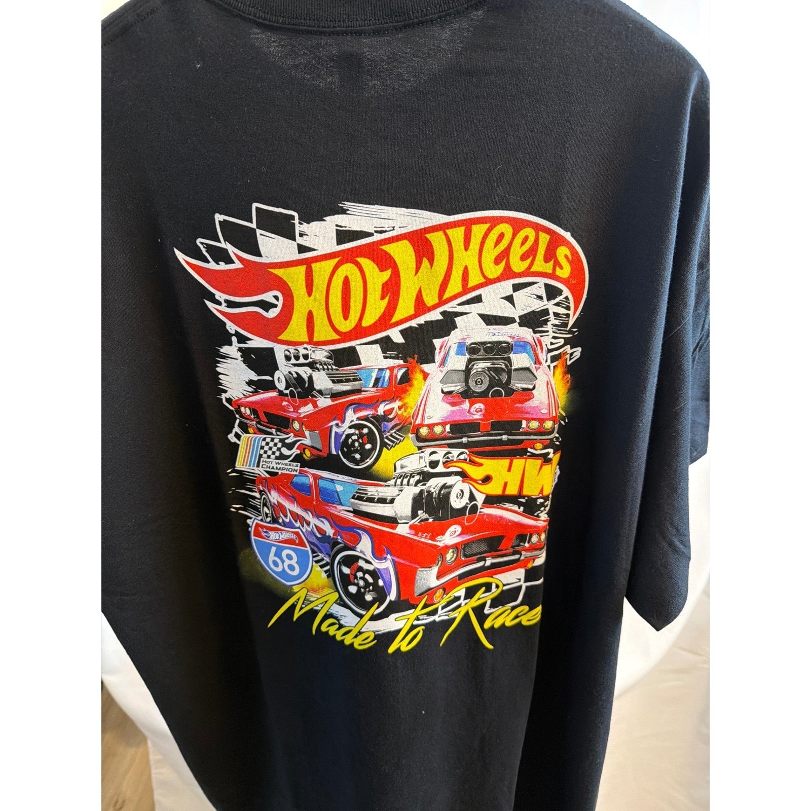 Hot Wheels Made to Race Graphic T-Shirt Mens XXL Black Muscle Car Tee