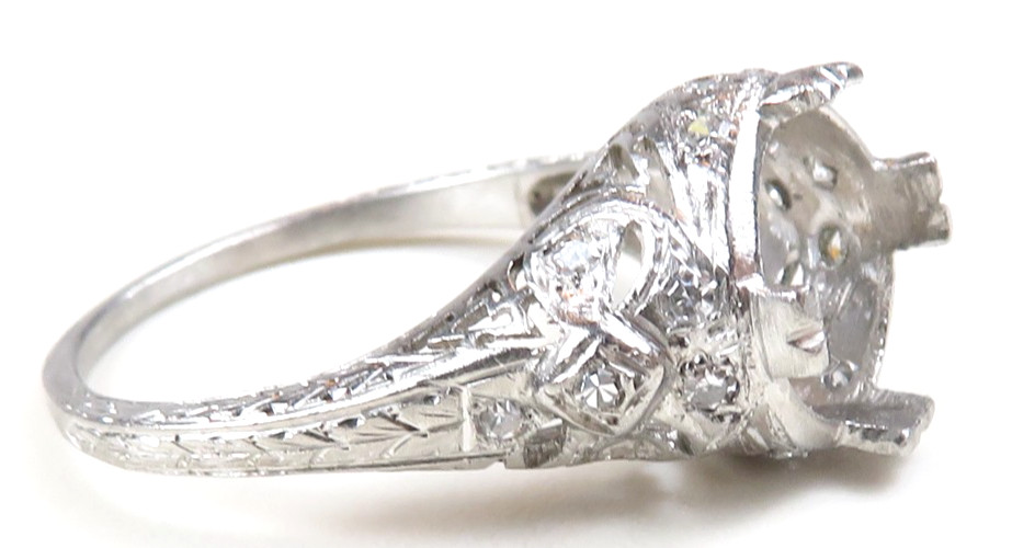 Antique 1920\'s Mounting Engagement Platinum Hold 8.5MM-9MM Ring Size 6.25 UK-M