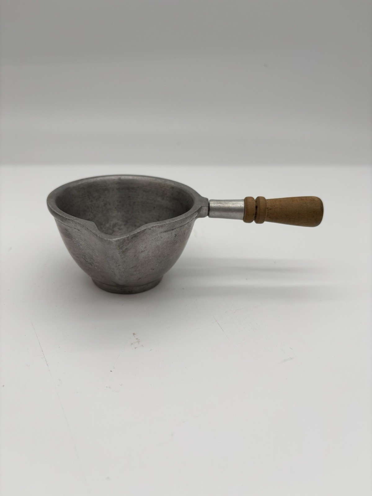 Vintage Stede Small Pewter Pouring Pot Wooden Handle Spout
