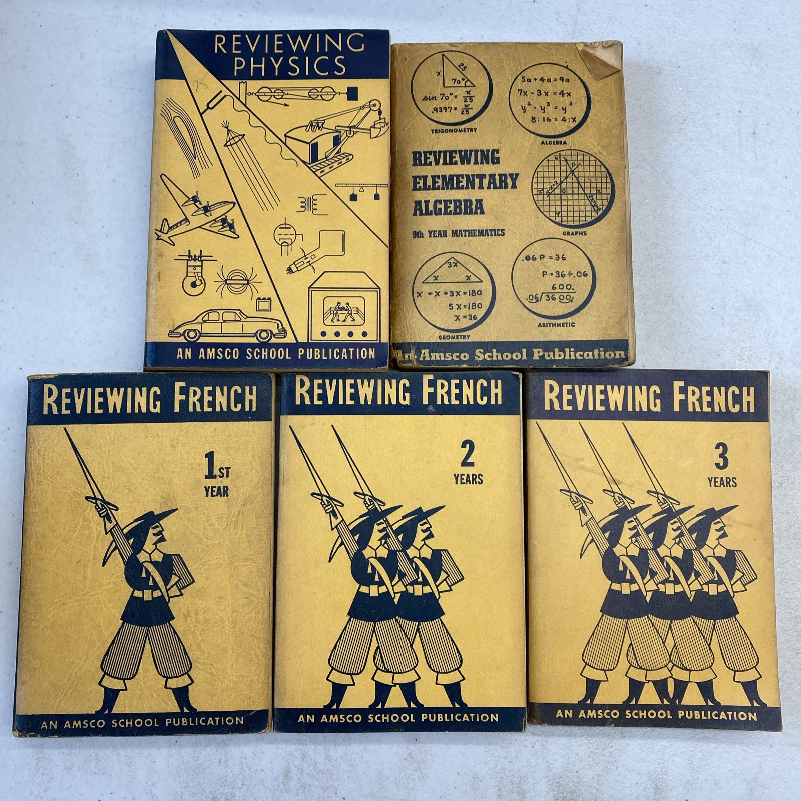 Lot Of 5 An Amsco School Publication Reviewing Physics Algebra French 1950s Lot Of 5 An Amsco School Publication Reviewing Physics Algebra French 1950s