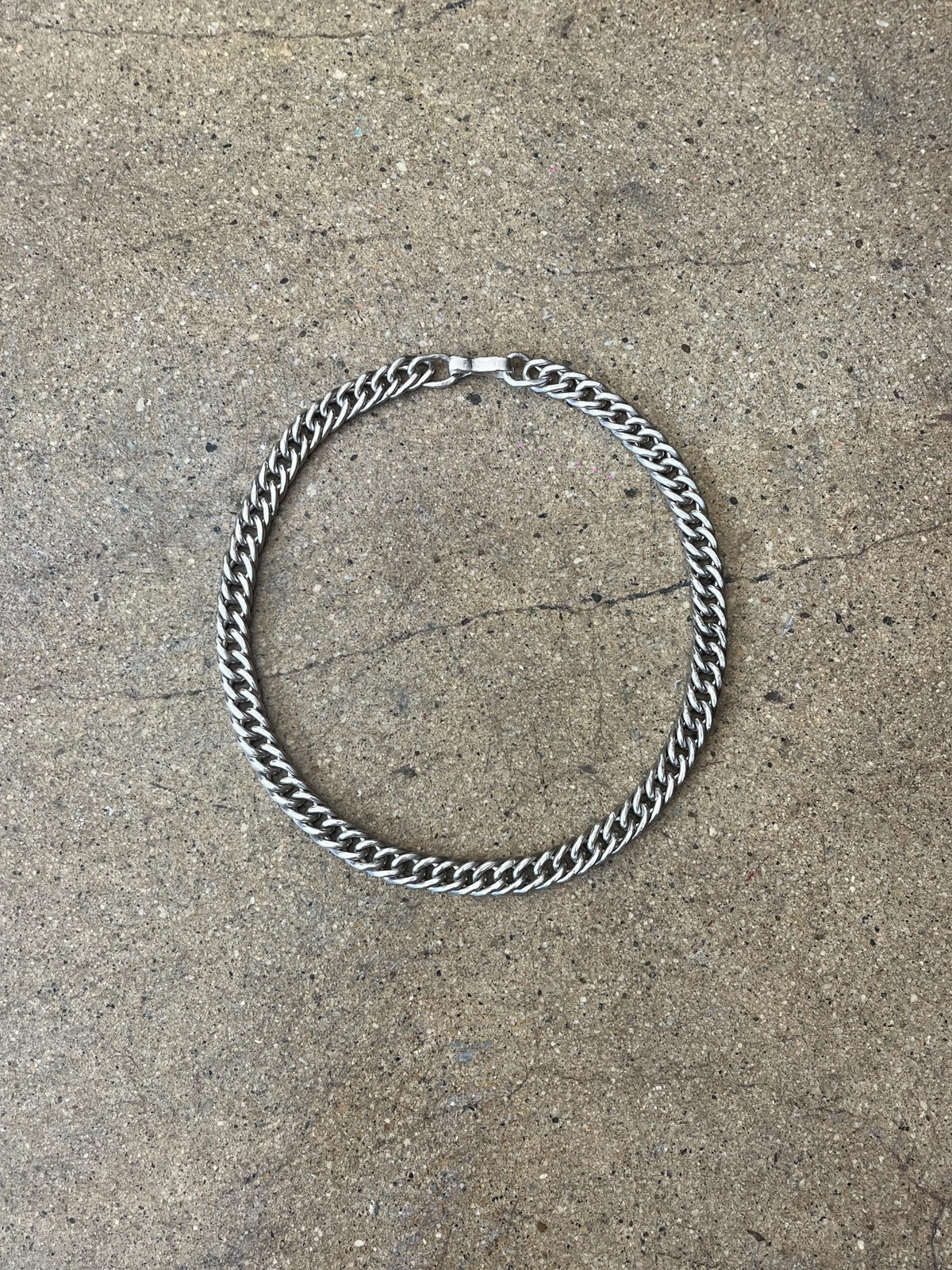 Vtg Silver stamped Curb Chain Choker Necklace - L: 15.5 inches - 71.10 grams