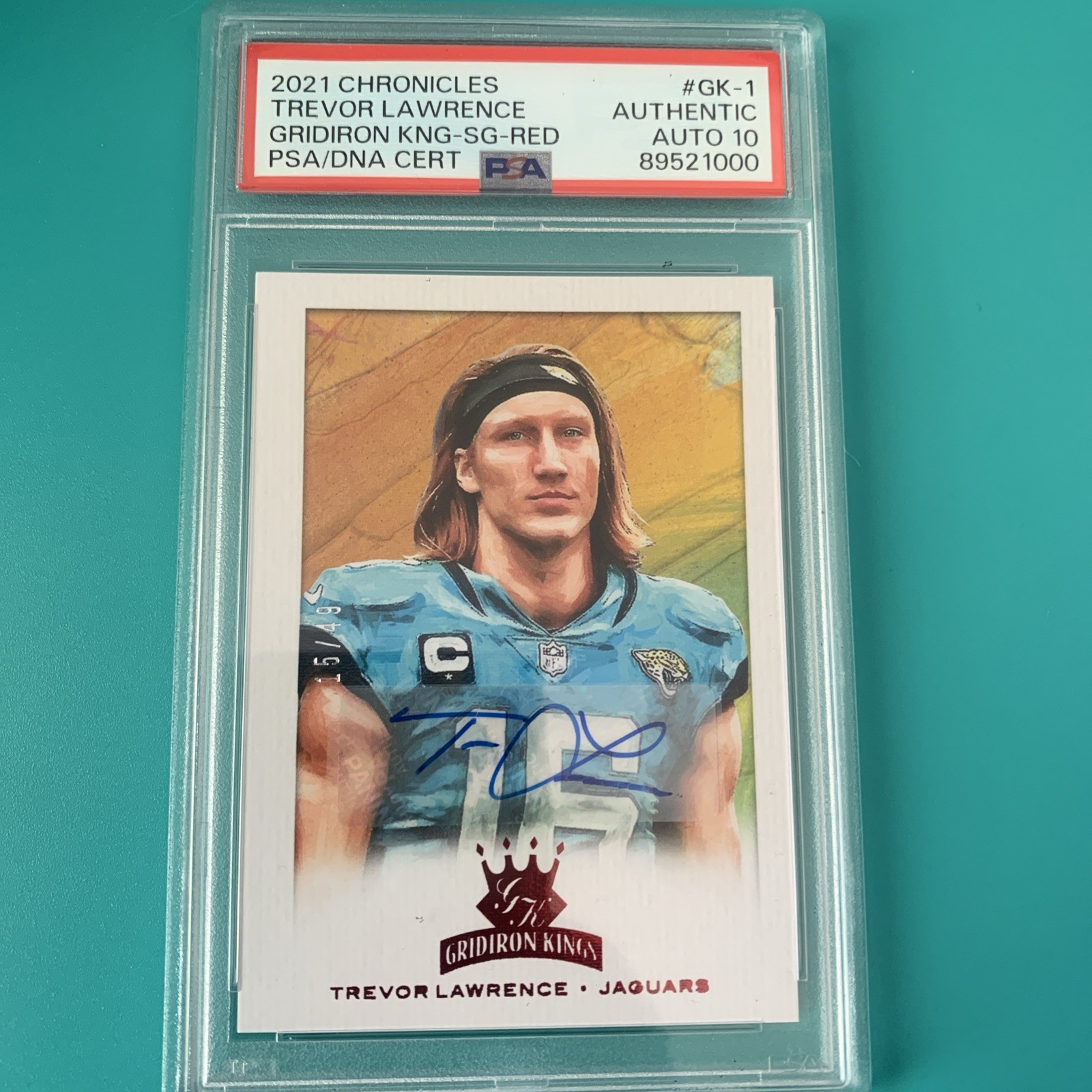 Trevor Lawrence 2021 Panini Chronicles Court Kings Red /49 Rookie PSA AUTO 10 RC Trevor Lawrence 2021 Panini Chronicles Court Kings Red /49 Rookie PSA AUTO 10 RC