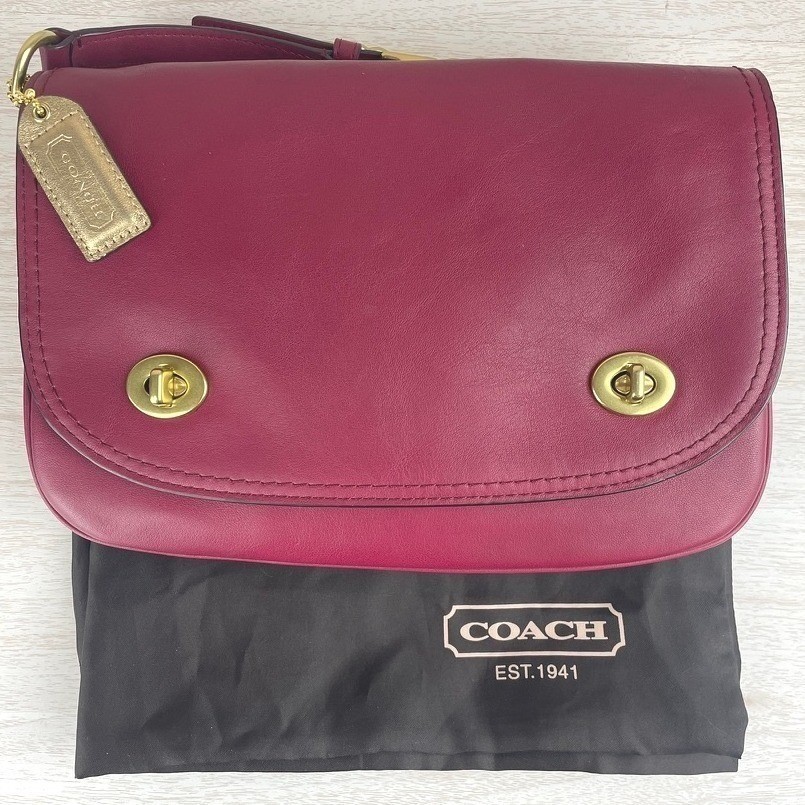 COACH Legacy Double Gusset Flap Chain Bag 25361 Burgundy Port Gold Bling Y2K