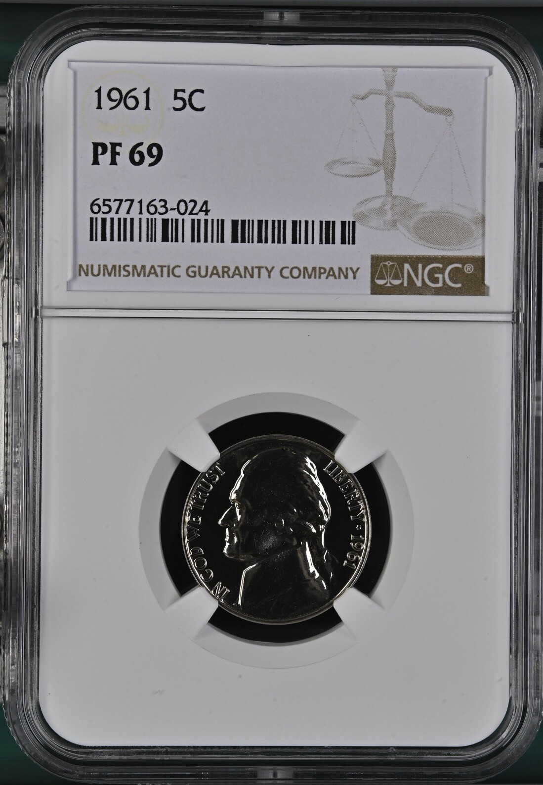 1961 Proof Jefferson 5¢ NGC PF 69 1961 Proof Jefferson 5¢ NGC PF 69