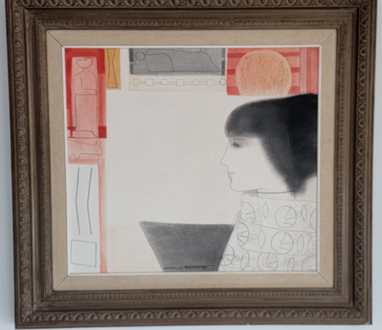 Virgilio Trompiz Signed Original Framed oil painting Woman contemporary canvas