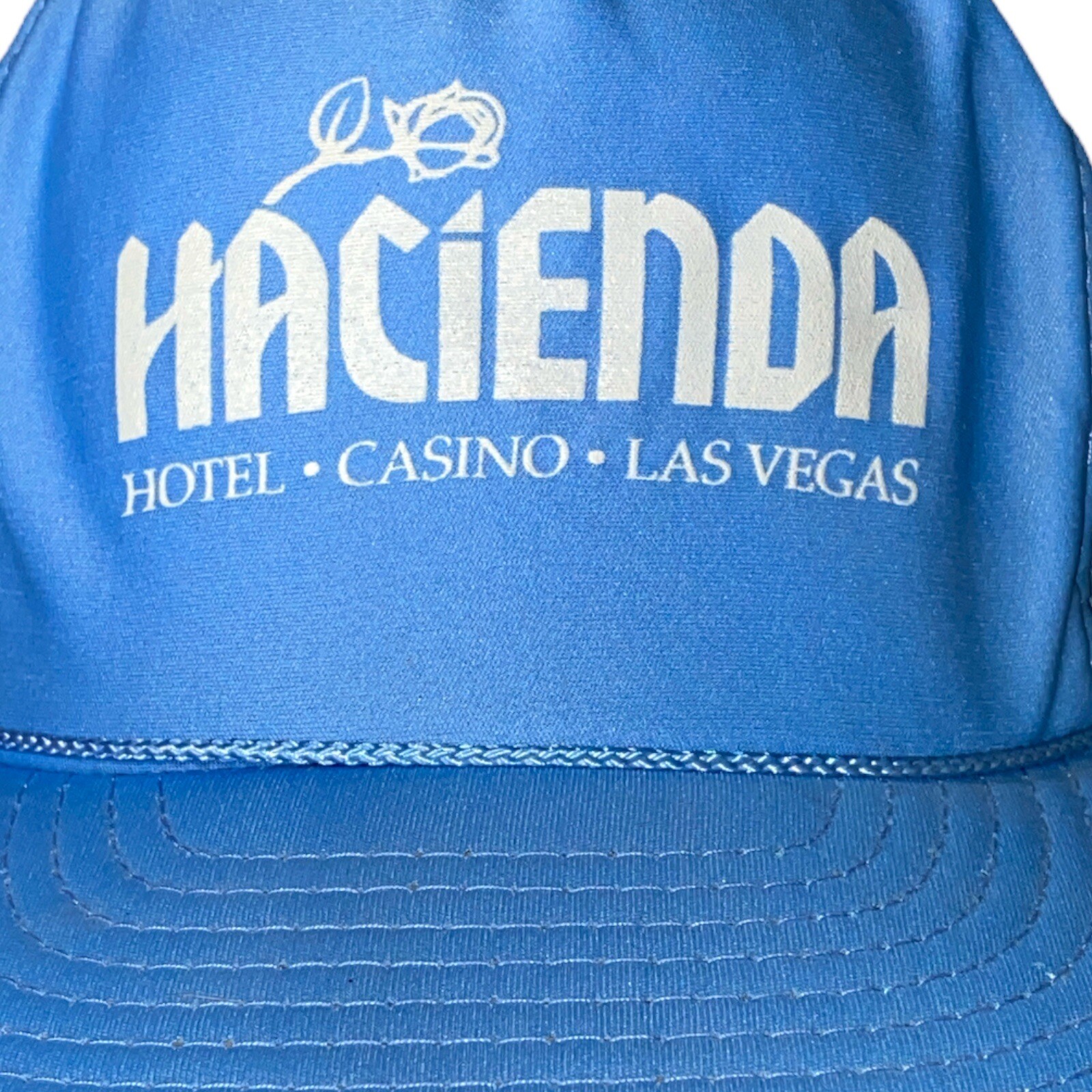 Vintage Hacienda Hotel Casino Las Vegas Trucker Hat Snapback Baby Blue Cap