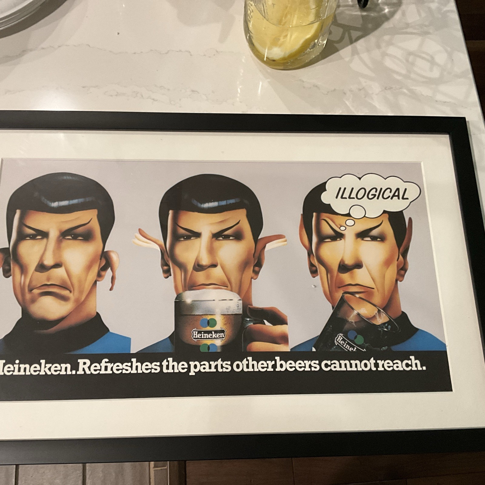 Vintage 1975 Heineken Beer Advertisement Poster 12.5 x 20.5 Mr. Spock Star Trek