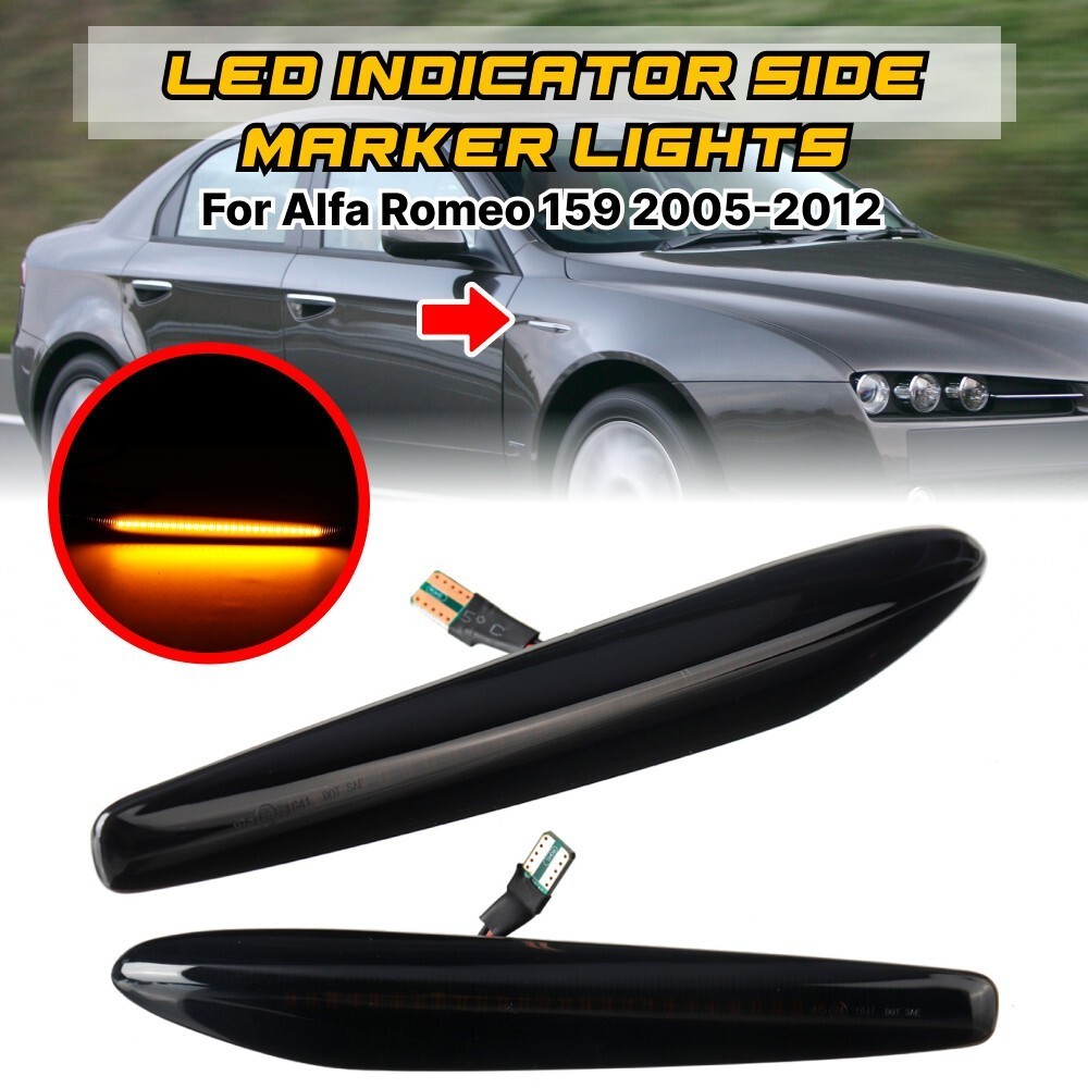 For 2005-2012 Alfa Romeo 159 Pair Side Indicator Turn Signal Black 60691606