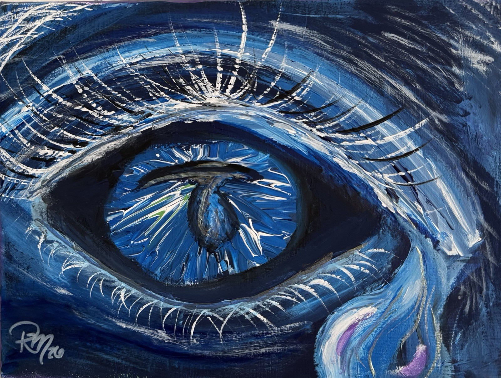 Original Painting “Cut Iris Black My Eyes” OOAK Color Shift Teardrop 12x8 Original Painting “Cut Iris Black My Eyes” OOAK Color Shift Teardrop 12x8