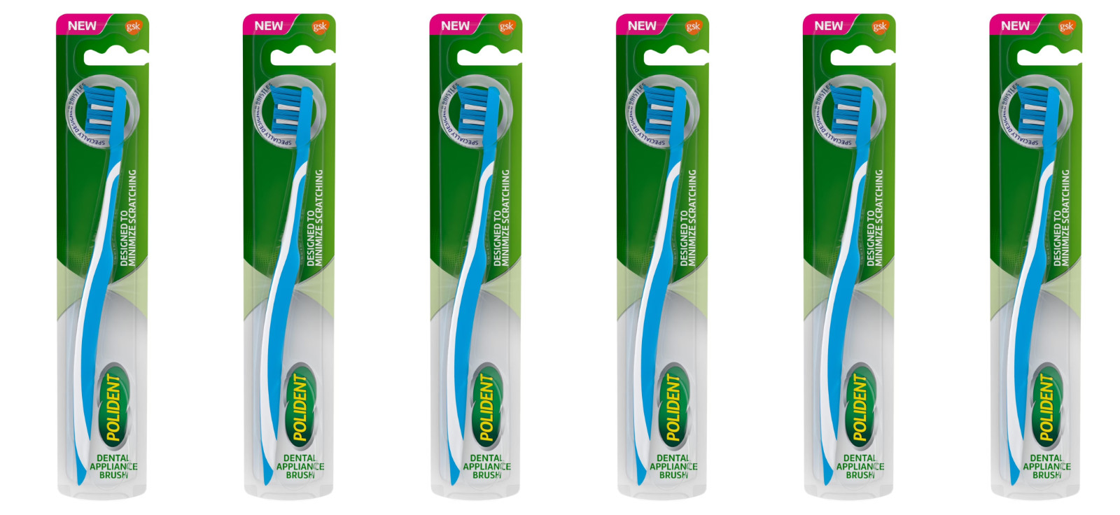 Polident Dental Appliance Brush Soft 6 Pack Oral Care Bulk Bundle