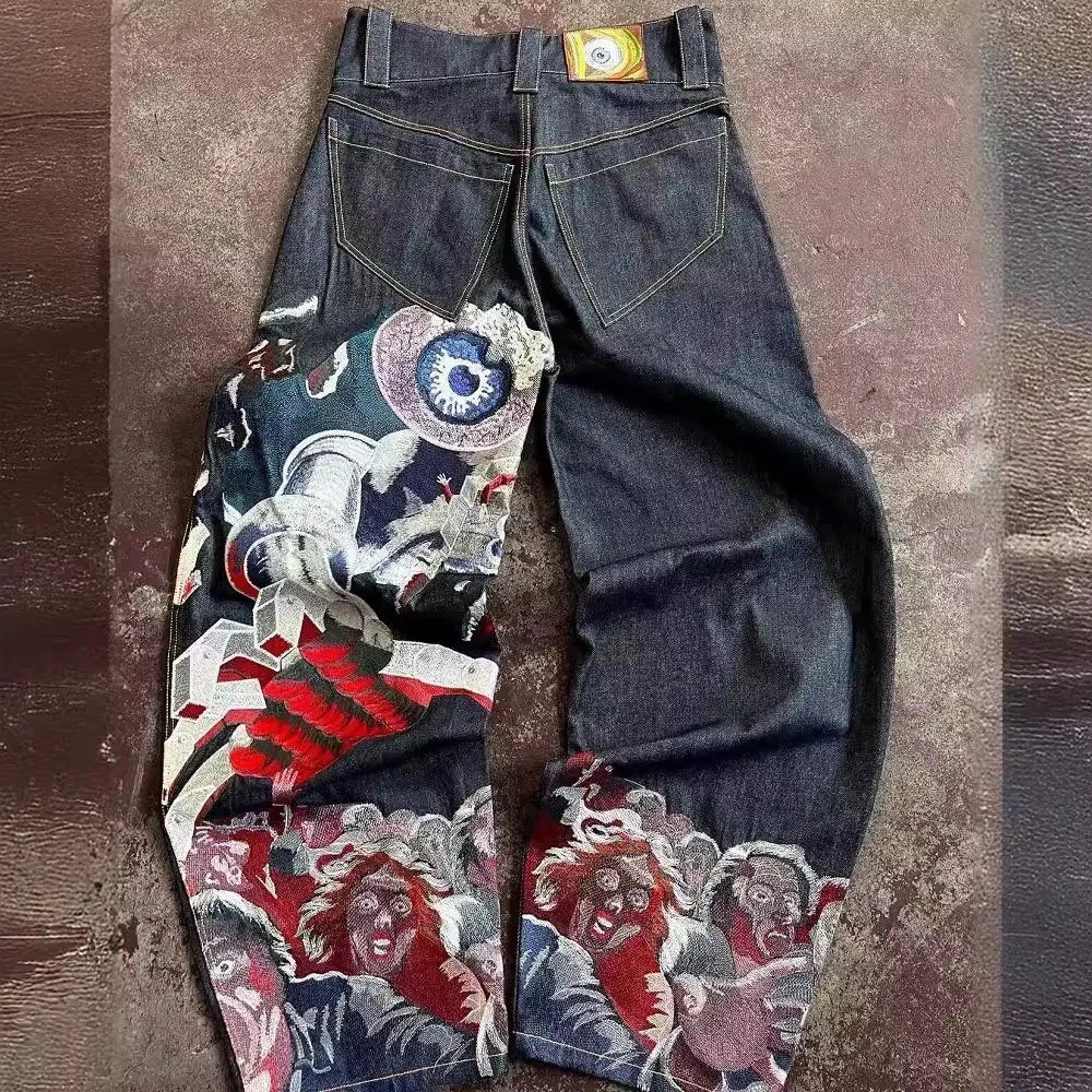 Men\'s Vintage Y2K Street Style Hip Hop Gothic Baggy Loose Jeans Men\'s Vintage Y2K Street Style Hip Hop Gothic Baggy Loose Jeans