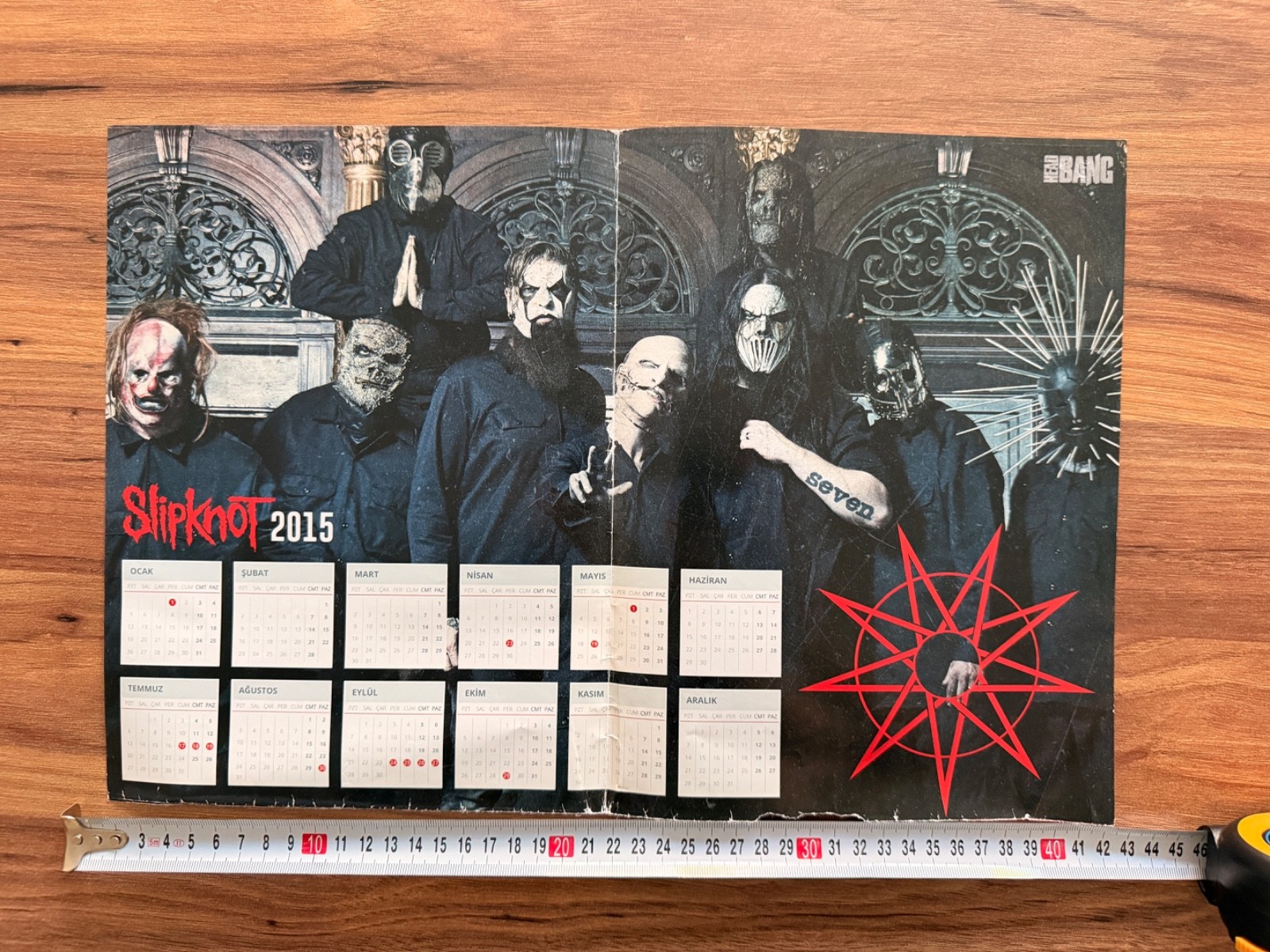 Slipknot 2015 Calendar Pink Floyd Headbang Poster 35x50 Rare Double Sided