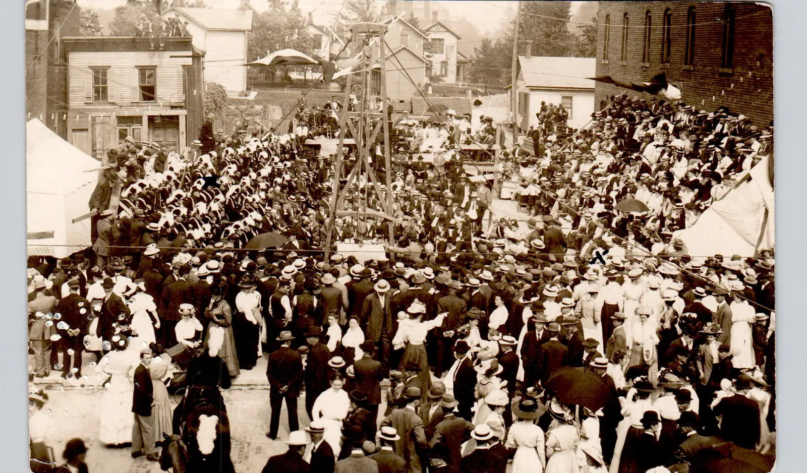 LAYING CORNER STONE Chicago jct oh real photo postcard rppc ohio street crowd