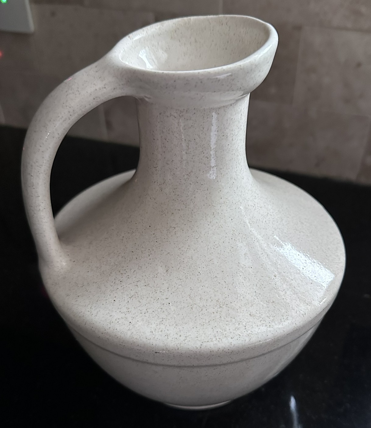 Vintage Pfaltzgraff Stoneware Jug Vase White Speckled York PA USA