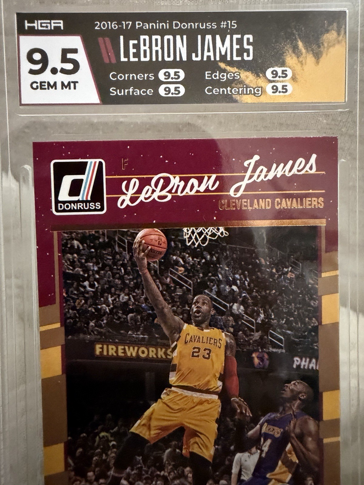 2016-17 Panini Donruss LeBron James #15 Cavaliers HGA 9.5 Graded Card
