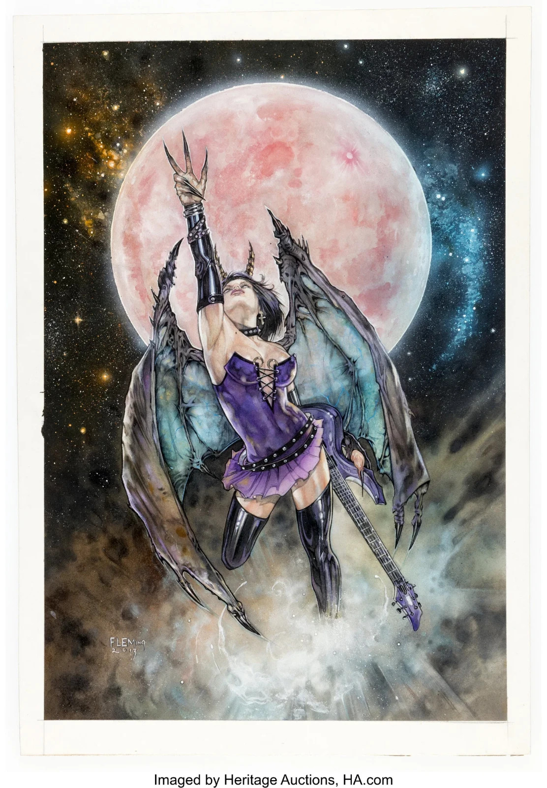 Eternal Descent Lyra - original cover art By Tom Fleming (marvel platinum, dc)