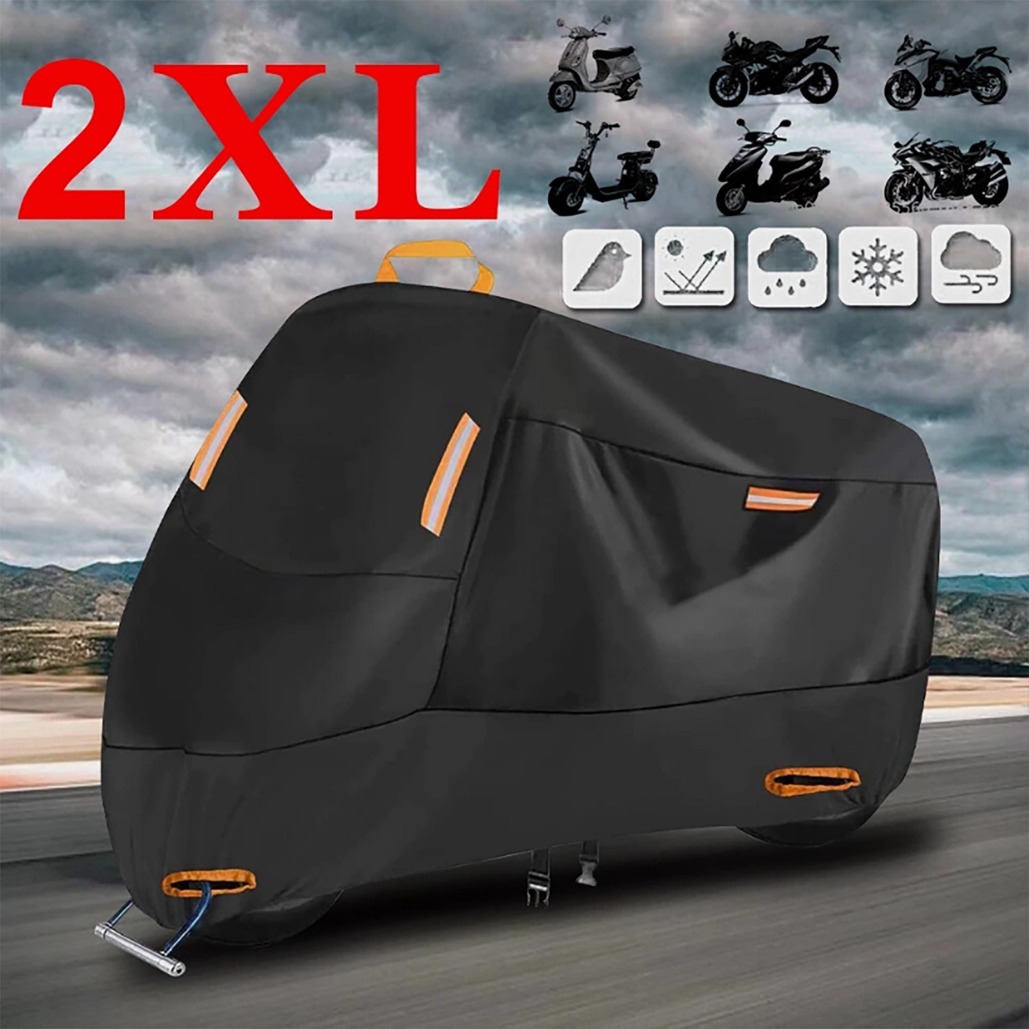 XXL Waterproof Motorcycle Cover Heavy Duty for Sun Snow UV Rain Dust Resistant XXL Waterproof Motorcycle Cover Heavy Duty for Sun Snow UV Rain Dust Resistant