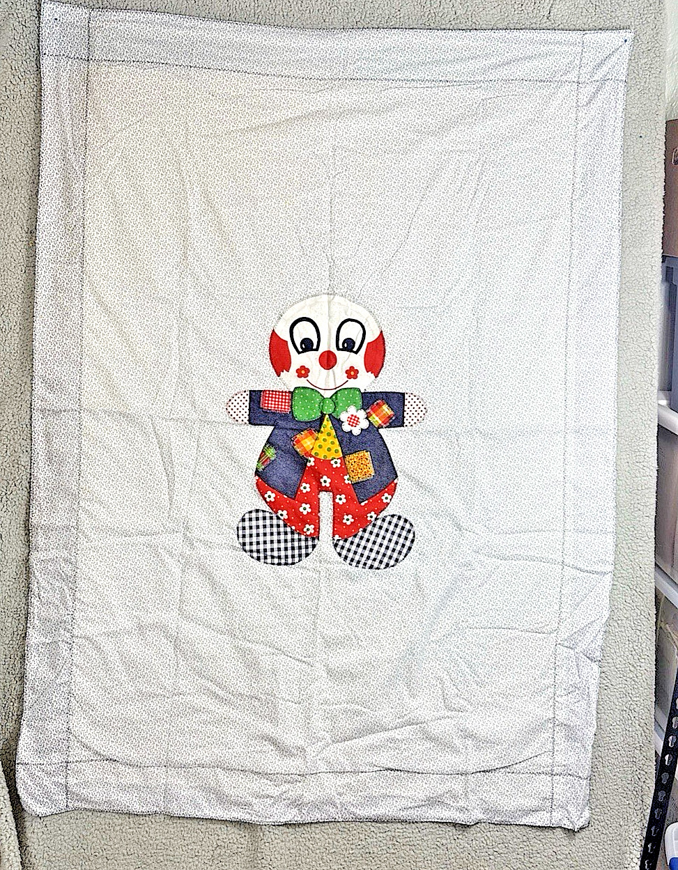 Springs Mills Vtg 1975 Cut & Sew Fabric Panel Circus Clown Blanket Quilt 57 x 42