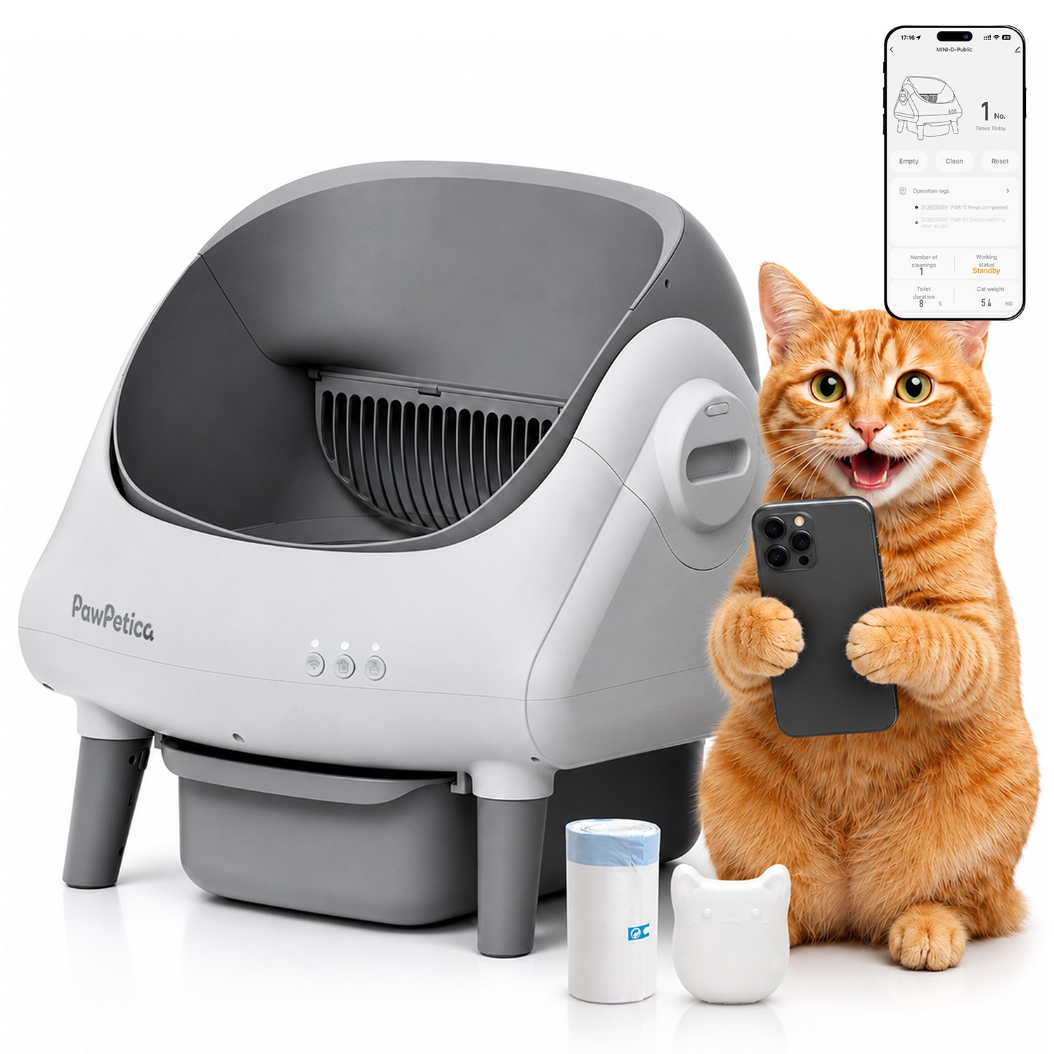 PawPetica Self Cleaning Kitty Litter Box with Removable and Washable Liner Gray PawPetica Self Cleaning Kitty Litter Box with Removable and Washable Liner Gray